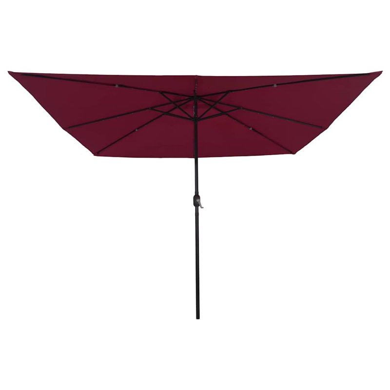 Garden Parasol with LED Strip Lights Polyester and Steel Sun Shade, Dark Red