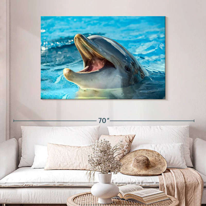 Smiling Playful Dolphin, 32" H x 48" W