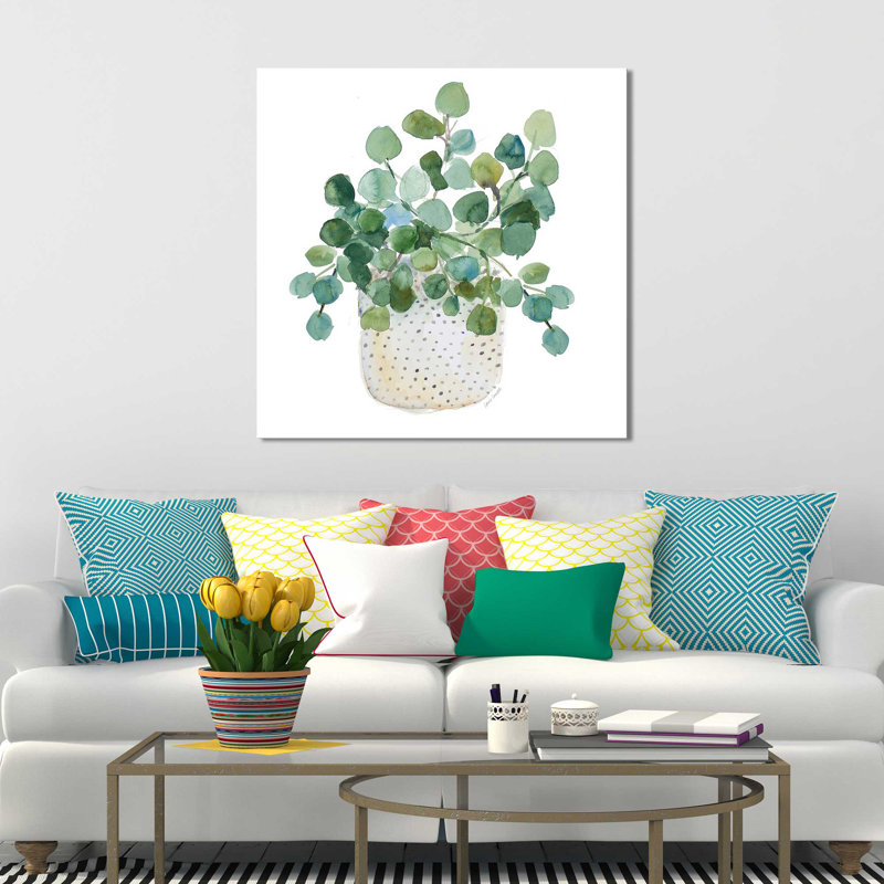 «Pots Plant III», reproduction de peinture à l'aquarelle, H 18 po x l 18 po x P 1 po, Toile tendue