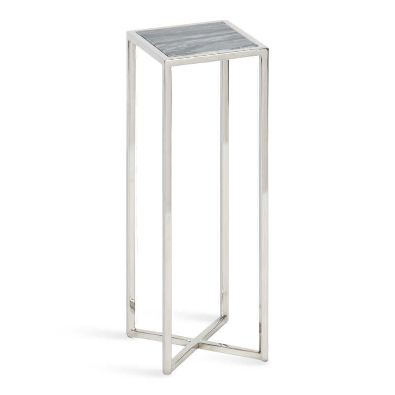 Table de bout Marisol, Plateau en marbre gris / base argentée