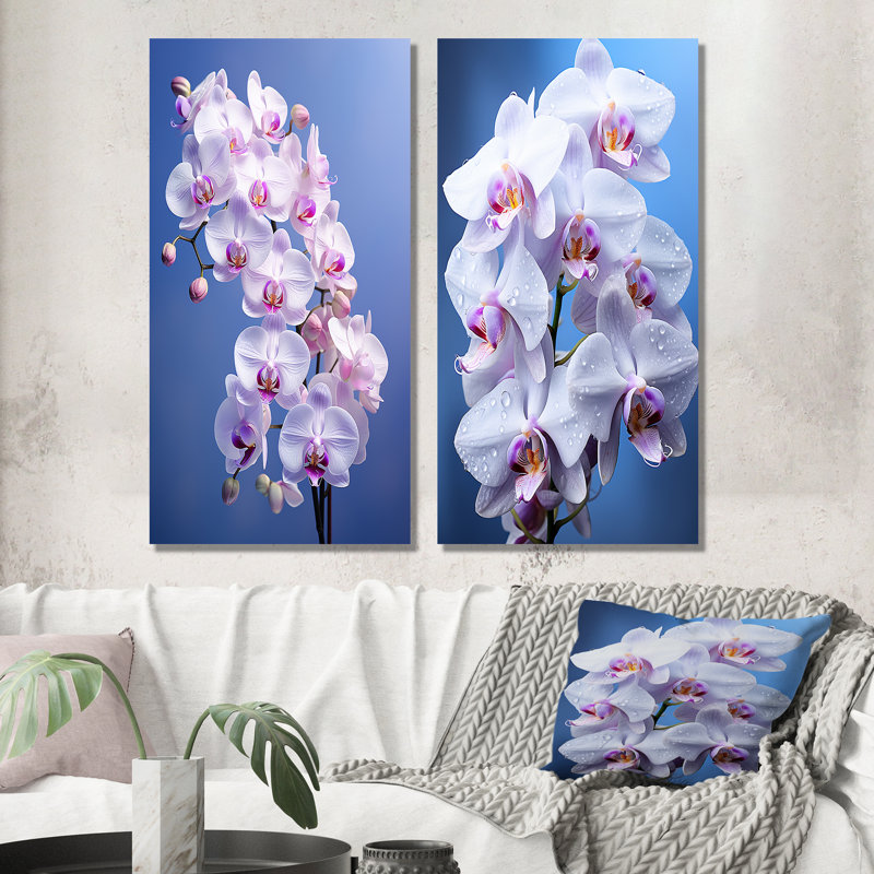 «Purple Orchids Elegance», 2 pièces, Toile tendue, H 32 po x l 32 po