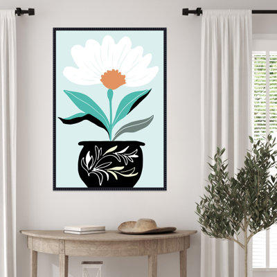 «A Big Flower in a Black Vase» par Kirkley, reproduction d'art sur toile encadrée