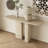 Beige Stone Oval Console Table-504332845