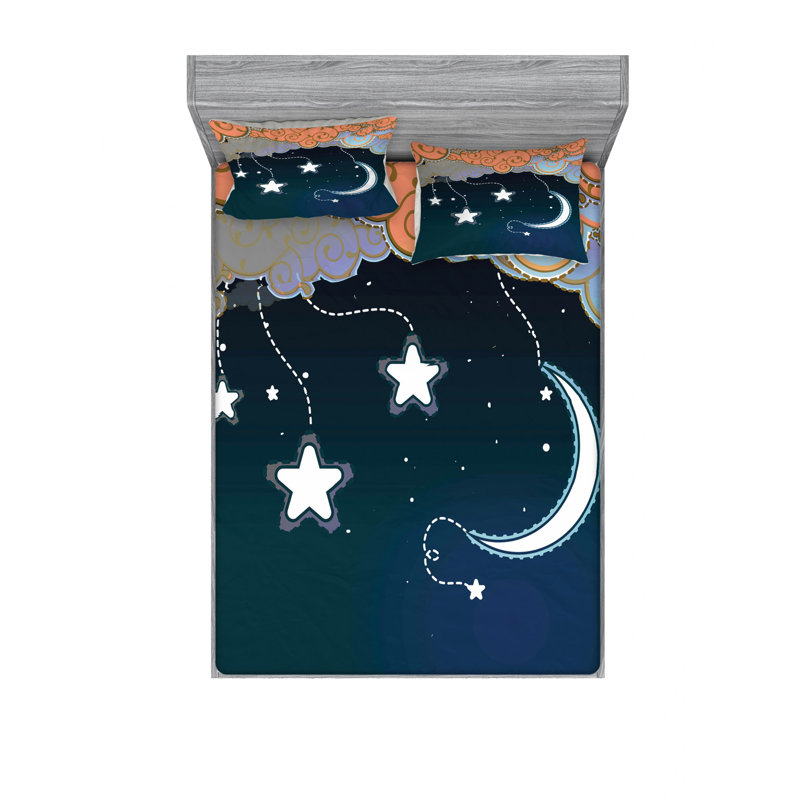 Ensemble de draps Coon Night SkySwirled Clouds, Ensemble de drap pour grand lit avec drap-housse