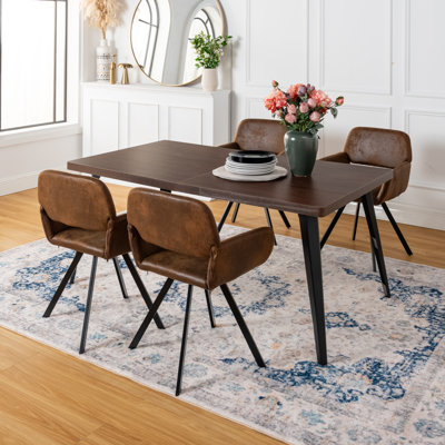 Ensemble repas d'extérieur rectangulaire pour 4 personnes avec coussins Stan