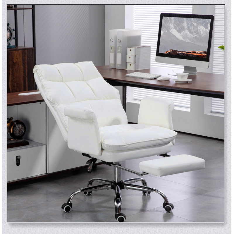 Fauteuil de direction, siège de bureau ergonomique en cuir synthétique avec repose-pieds, fauteuil inclinable et pivotant