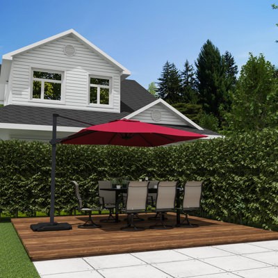 Parasol carré en porte-à-faux 10 pi en rouge