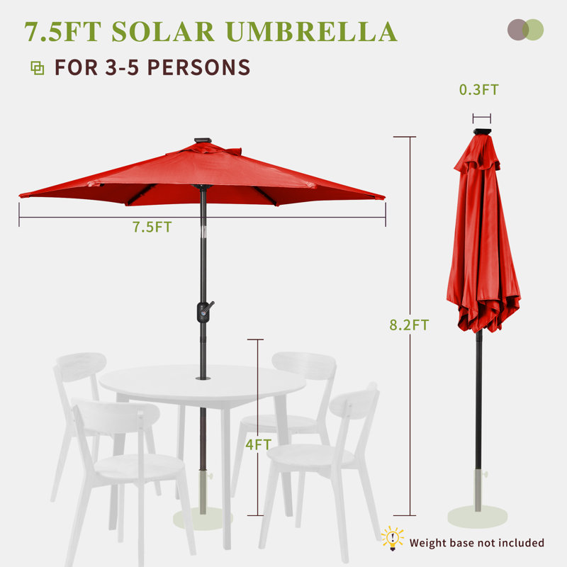 Lighted Market Parasol, Red
