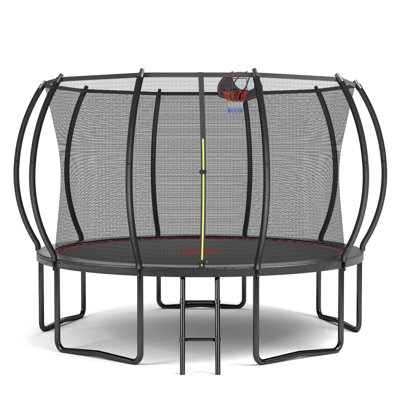 YC 12FT Trampoline Pumpkin- Ladder-Black Red