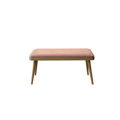 Modern Scandinavian Bench with Stool, Oak & Stone Finish, 35.4 x 18.1 x 12.9 inches | 100% Melamine Coated Particle Board, 0.7 inches Thick, 100% Linen Fabric | Stylish & Functional for Home Decor & Seating