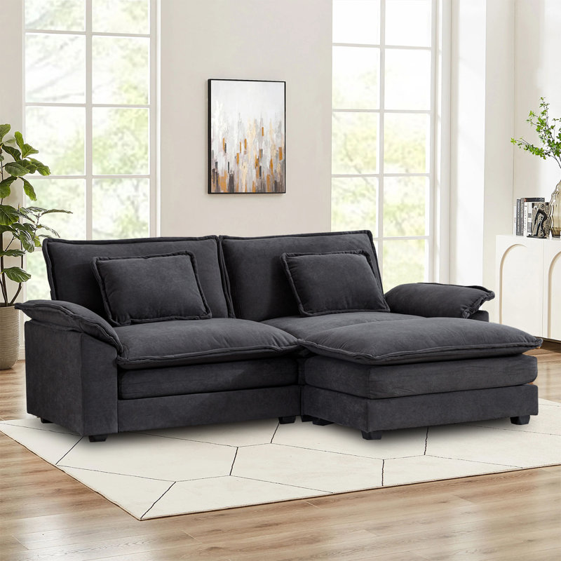 Pavkovic 85.8'' Upholstered Sofa, Dark Gray Velvet