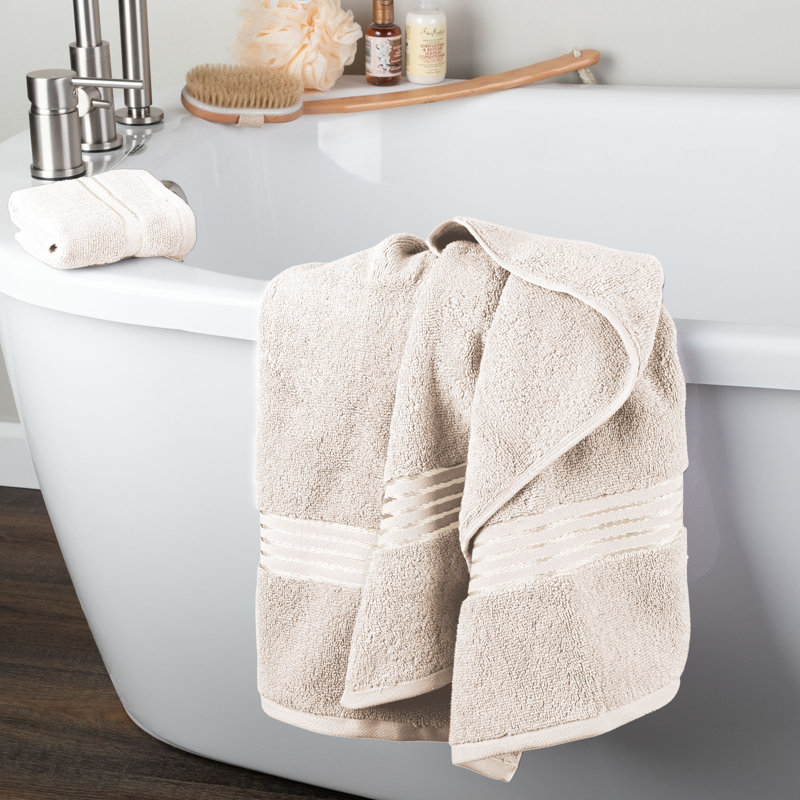 Jordan-Dale Cotton Bath Towel Set - Bathroom Accessories with Machine Washable Towels, Ivory, 6 Piece Towel Set