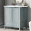 30 - Inch Bathroom Vanity With Centre Undermount Sink, Multi Functional Storage Cabinet, Solid Rubber Wood And , Painted Finish Stainless Steel Hinges Freestanding Rectangular Shape, Silver Round-1090716262