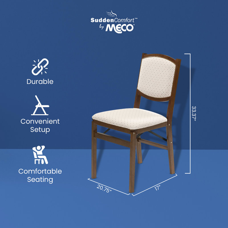 Brown Upholstered Wood Folding Dining Chair Set of 2