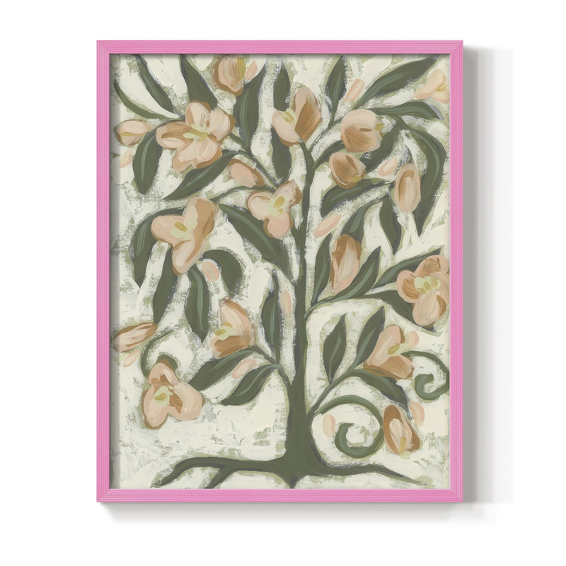 «Folk Peach Blossoms I», H 15 po x l 12 po, Rose