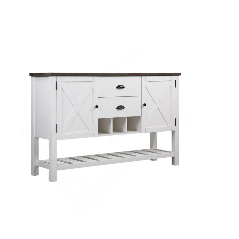 Brown And White 2-Drawer Server