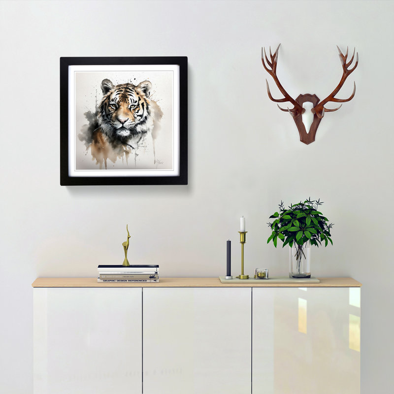 Tiger Ink Wash - Framed Print, Black