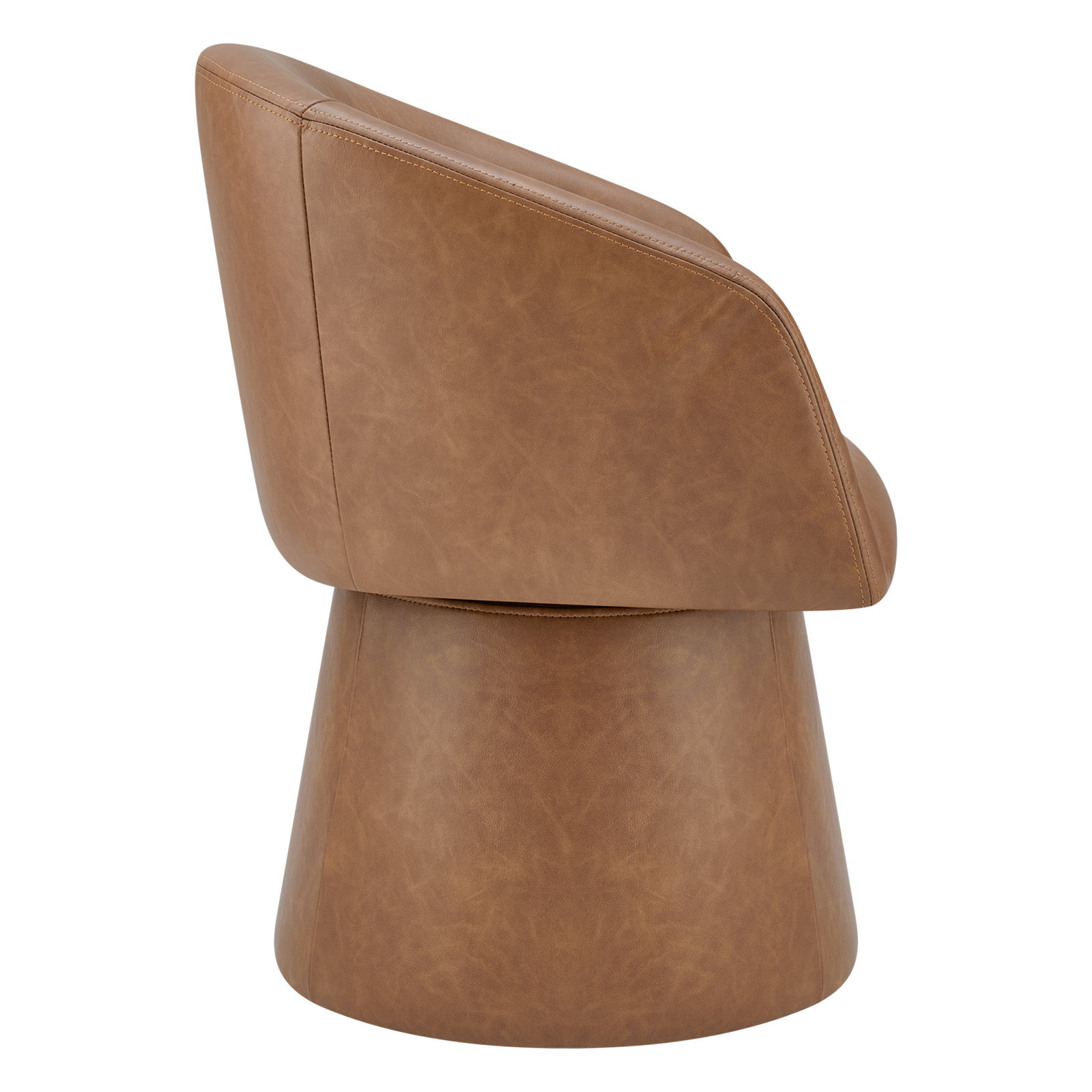Kyo Swivel Linen Dining Armchair, Saddle Brown