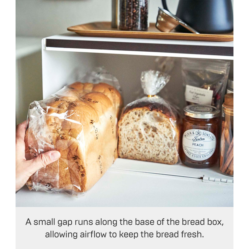 White Steel Minimalist Bread Box with Handles