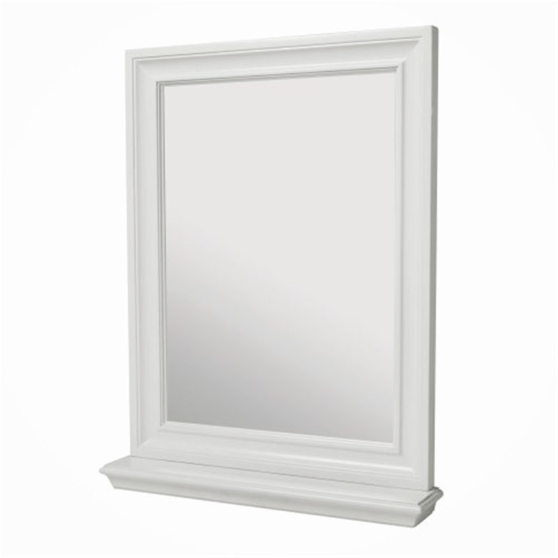 Flat Wall Mirror with Shelves, White