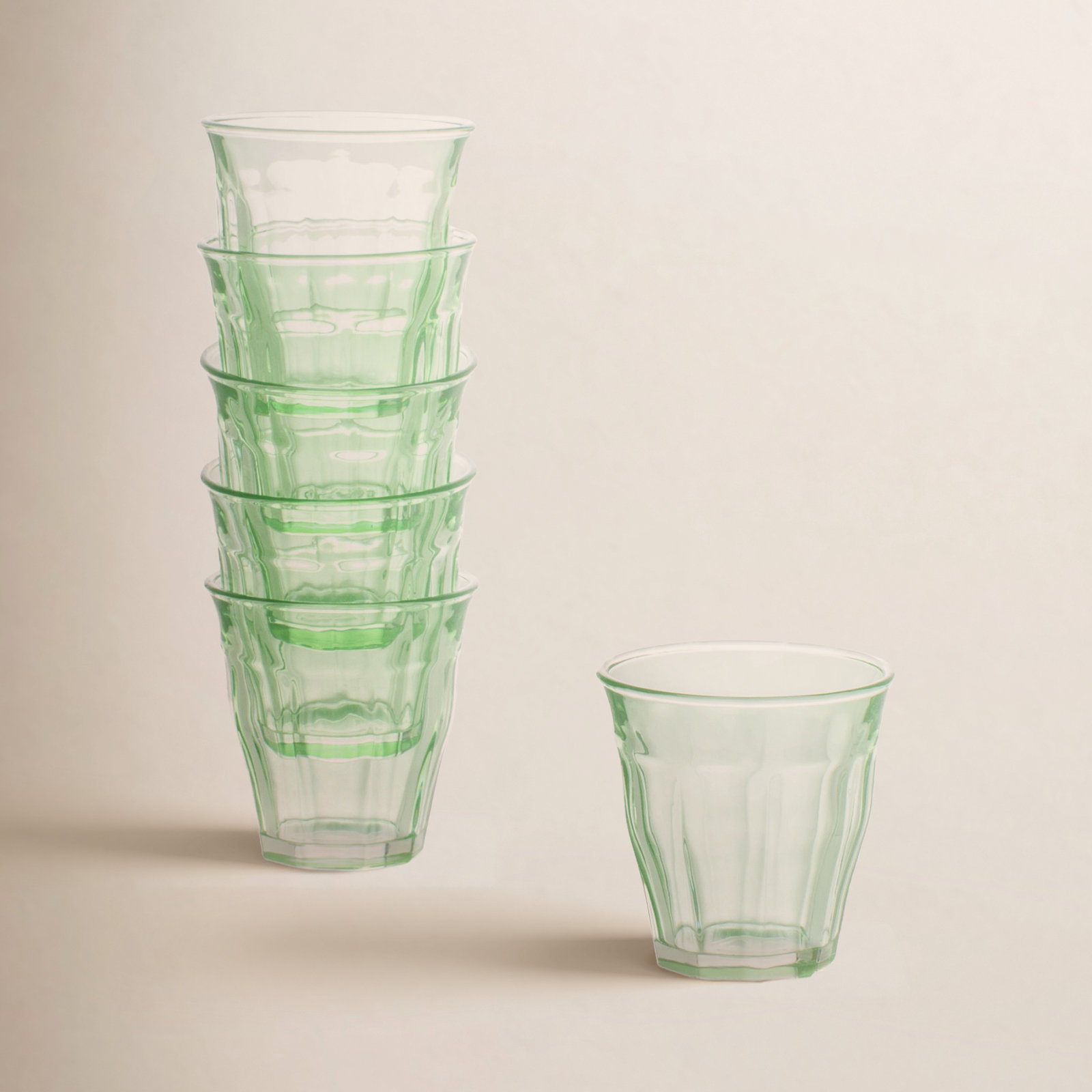 Veruca Ribbed Drinking Glass, Green