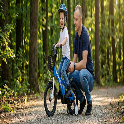 Kids Bike, 12 14 16 Inch Children Bicycle With Training Wheels, Front V-Brake & Coaster Brake, Basket, For Boys Age 3-7 Years Old