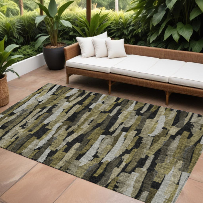 Tapis intérieur lavable rayé brun 8 pi x 10 pi