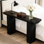 Console d'entrée de 63 po de long avec côtés triangulaires - épaissie, finition noire, 62,52 po de profondeur, pour le matériau moderne essentiel, décoration de table élargie, 11,94 po de largeur