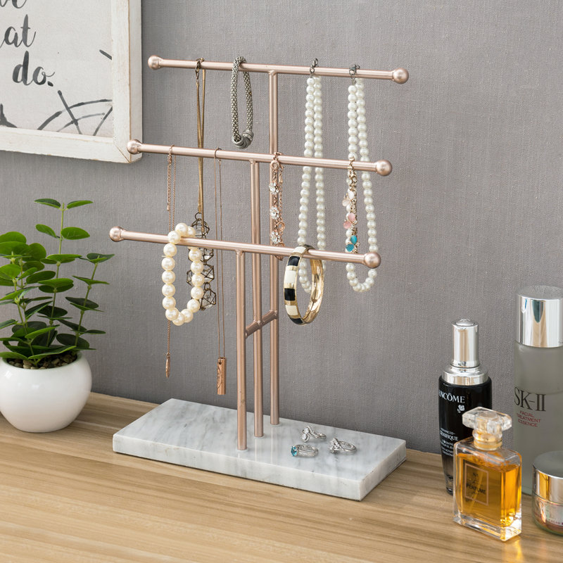 Marble Base Jewellery Stand, Rose Gold/White