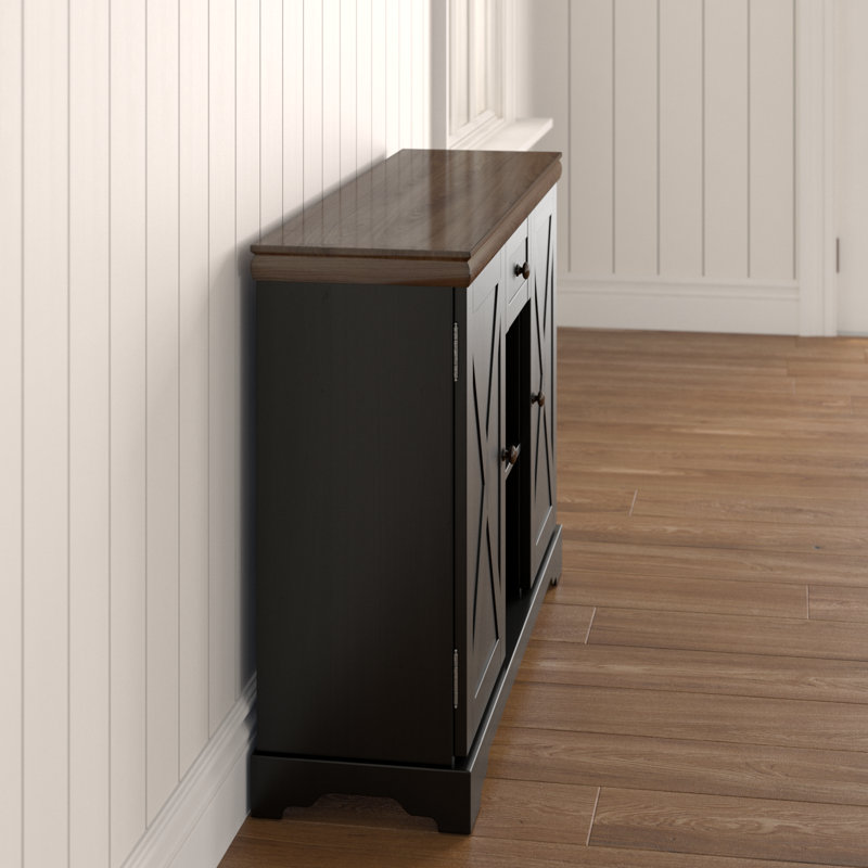 Lilah Wood Buffet Cabinet Console Table, Brown/Dark Brown