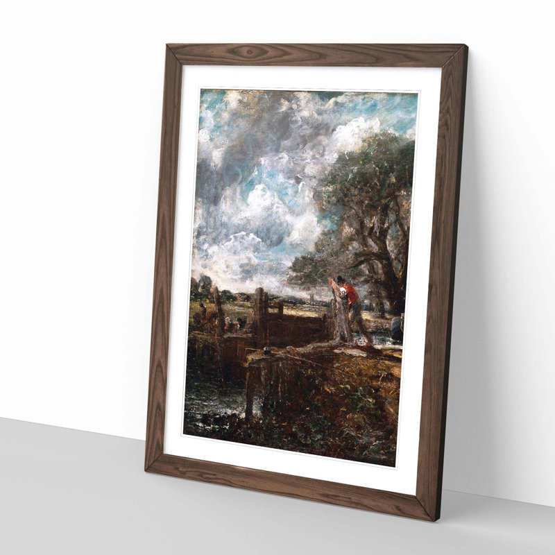 A Boat Passing a Lock by John Constable - Framed Print, Walnut