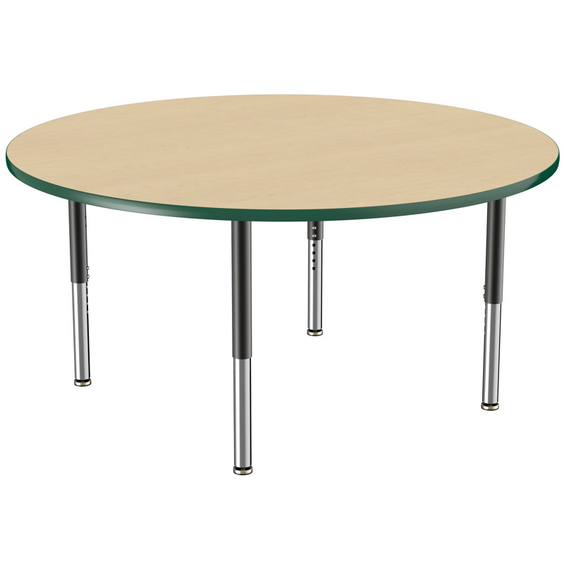 Table ronde à hauteur réglable, H 24 po x L 60 po x l 60 po, Érable / vert, Super