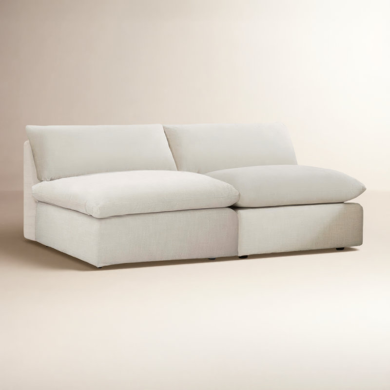 Annabella 2-Piece 81" Upholstered Modular Armless Sofa, Effie Linen Performance Weave