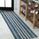 Ventress Geometric Striped Machine-Washable Blue/Cream Rug