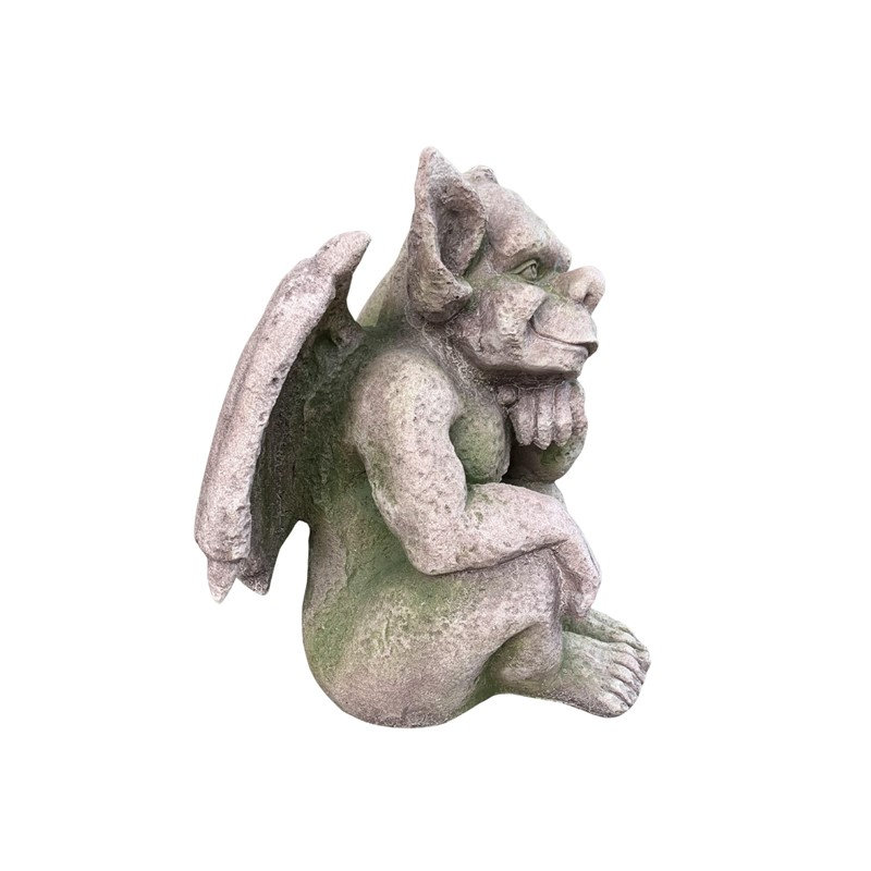 16 po Grande gargouille assise avec des ailes, Gray