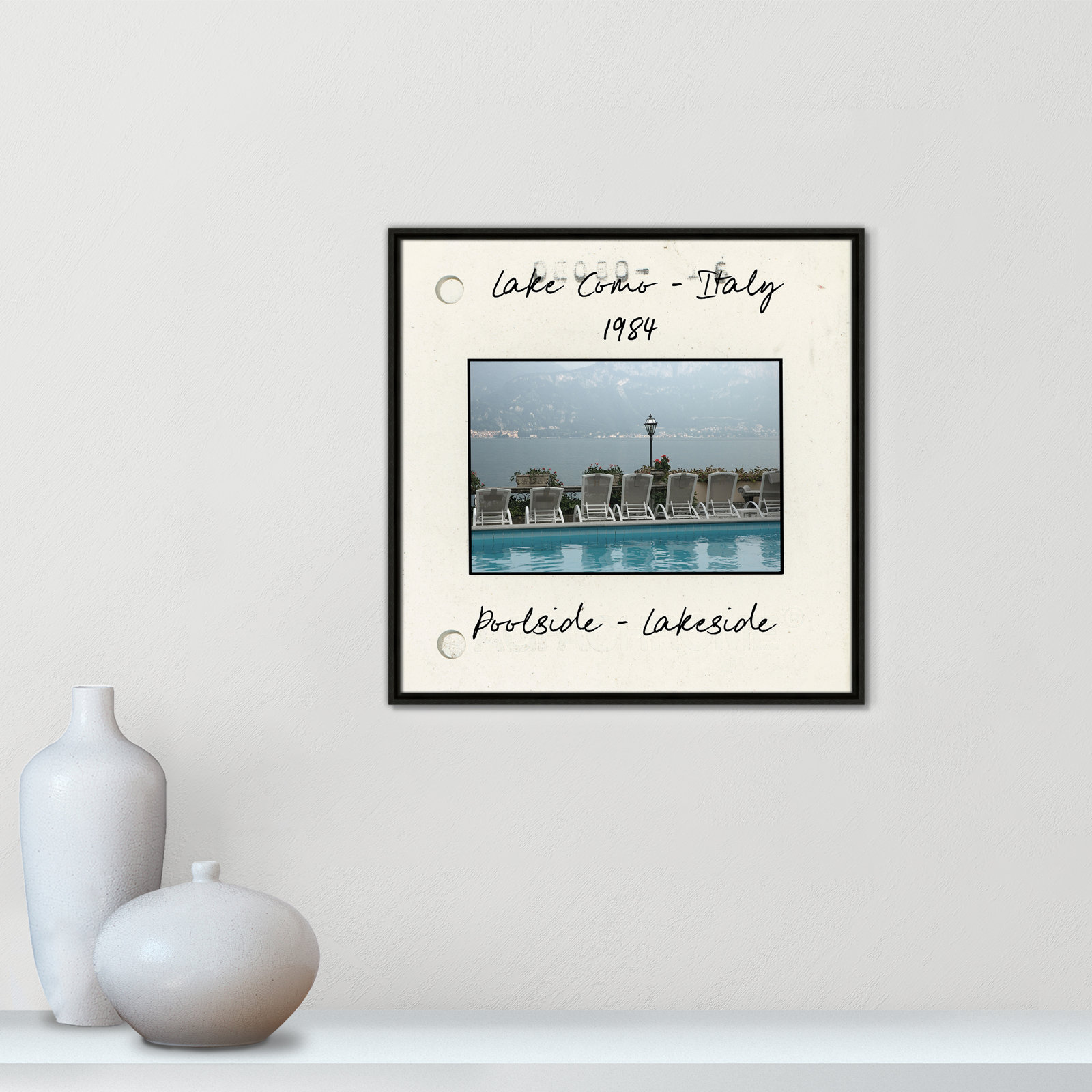 Travel Slide Collection "Lake Como, Italy" Print, Espresso Floater Framed Canvas, 25.5" H x 25.5" W x 2" D