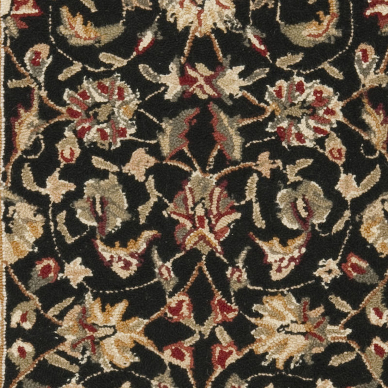 Tapis vert / noir en laine crocheté à la main Helena, Ovale 7 pi 6 po x 9 pi 6 po