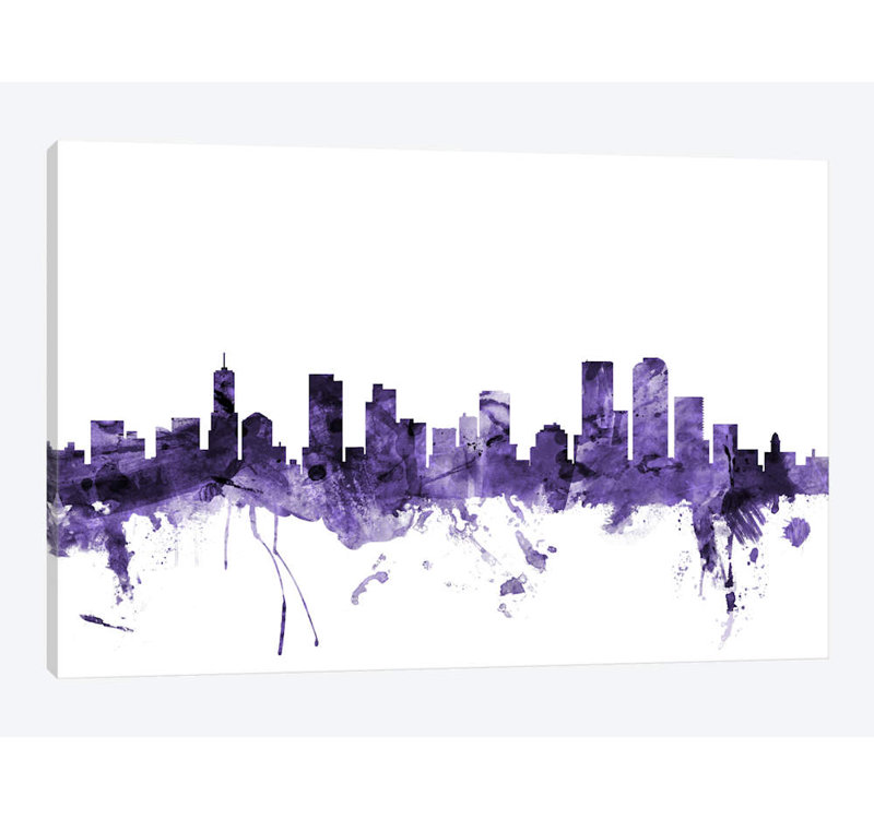 «Denver, Colorado Skyline» par Michael Tompsett, impression sur toile tendue, H 40 po x l 60 po x P 1,5 po, Pas de tapis