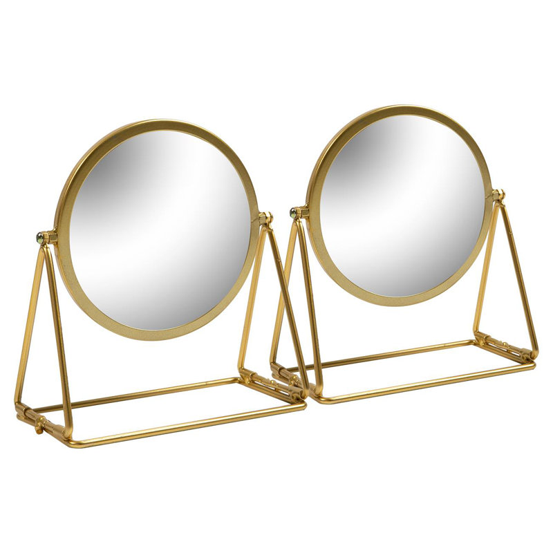 Round Makeup Mirror, Gold, 20cm H x 18cm W
