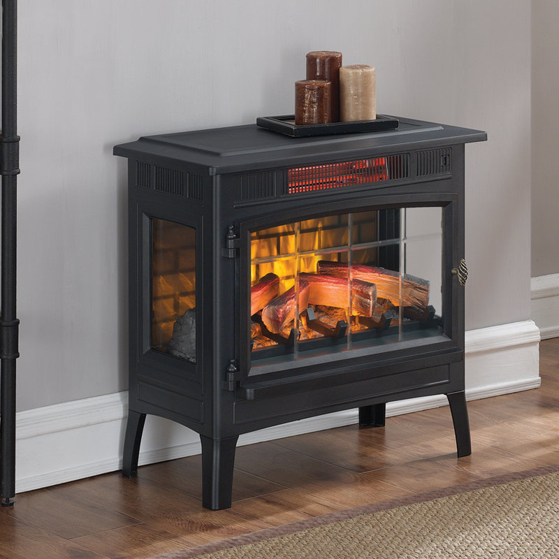 duraflame Freestanding Electric Fireplace Stove Heater with 3D Flame Effect for 1,000 Sq. Ft. Room, Black, Black