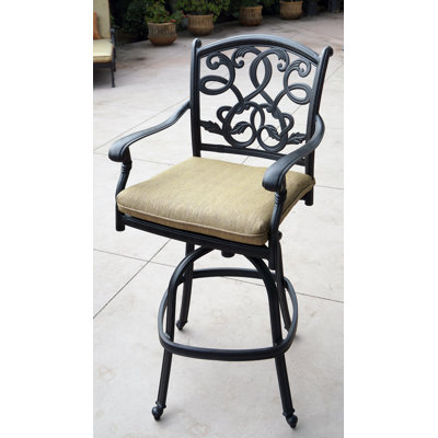 Byrge Patio Bar Stool with Cushion by Lark Manor