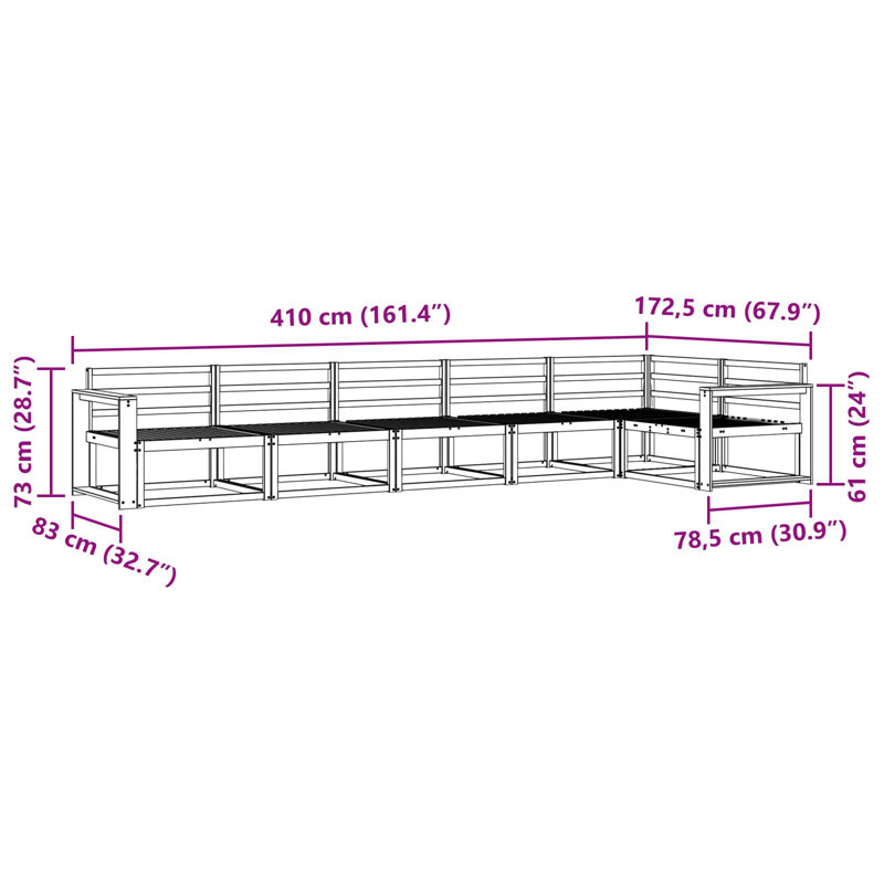410cm Wide Patio Sectional Set, 6