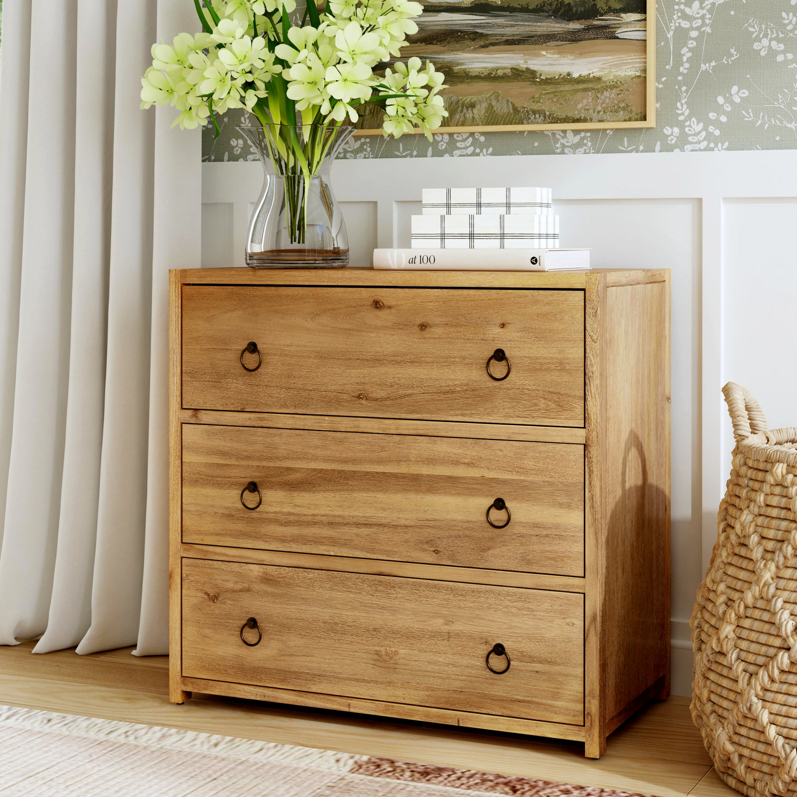 Elin 34" 3-Drawer Dresser, Natural