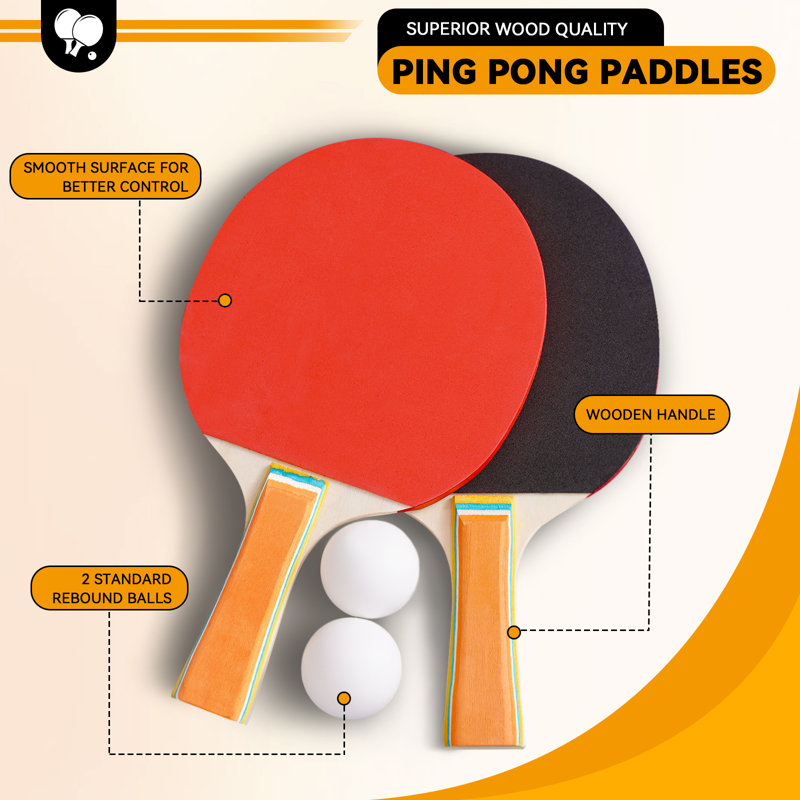 Raychee 72" Ping Pong Table Mid Size Foldable Table Tennis Table With 2 Paddles, Game Net And 2 Balls, Black