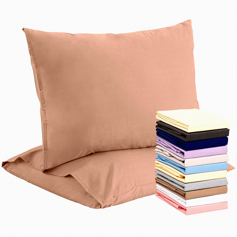 BreathEasy Cotton Pillow Protectors - Set of 2 Taupe Queen Size Pillow Covers - Dust and Dirt Resistant Pillowcases - Cool and Quality Fabric