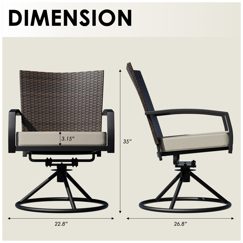 2-Piece Wicker Dining Side Chair