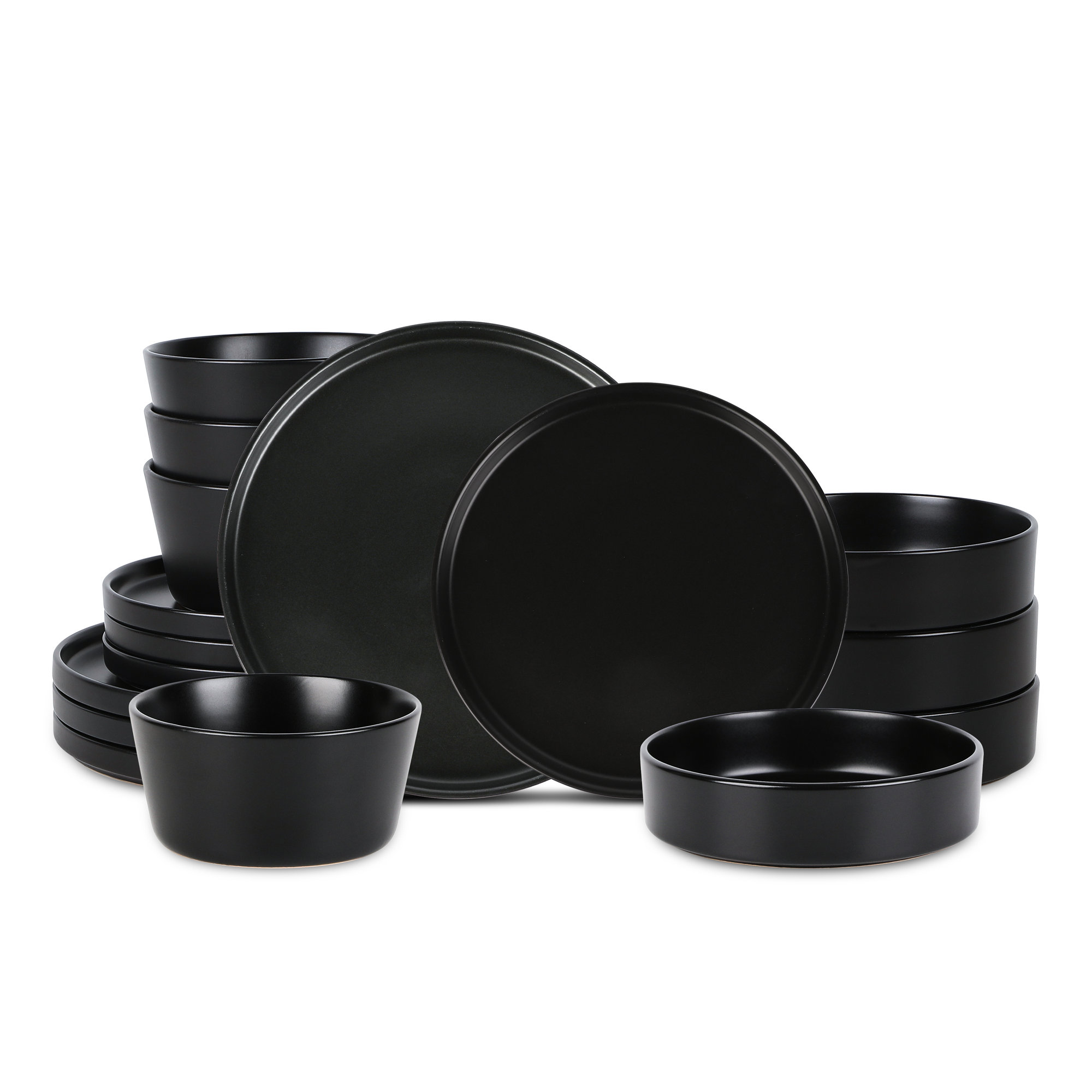 Stone Lain Celina Dinnerware Set Stoneware, Black, 16