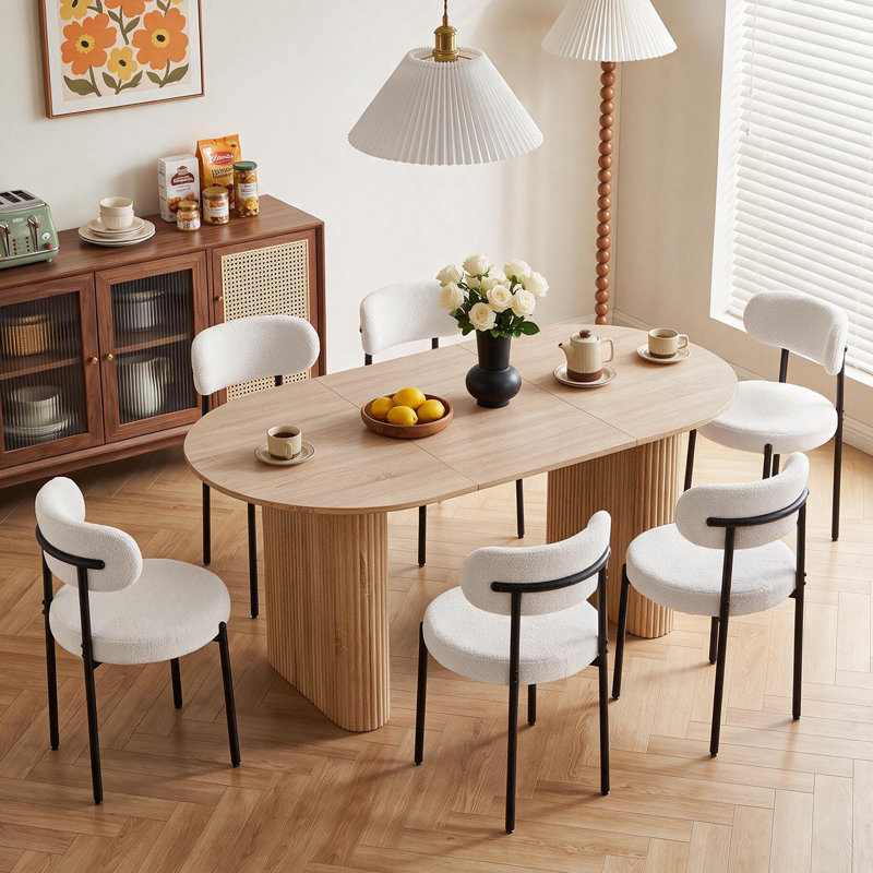 50cm H Teddy Upholstered Metal Side Chair, White, 4