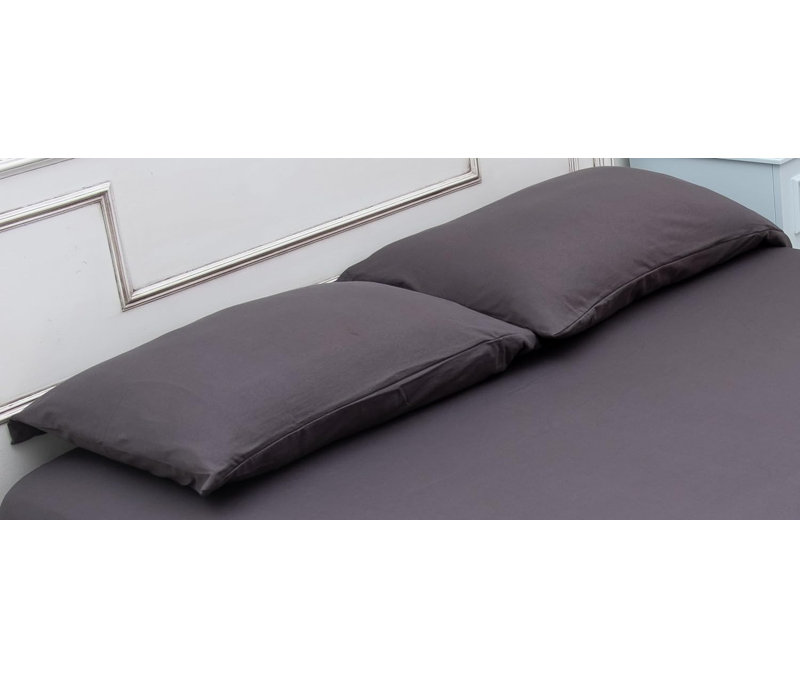 Taies d'oreiller en jersey 100% coton, Gris anthracite, Taie d'oreiller très grande