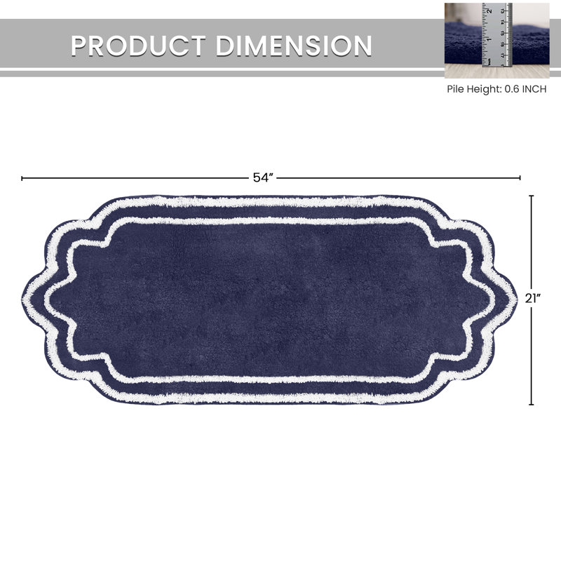 Tapis pour salle de bain Dobrinka, Marine, 21 po x 54 po (rectangle)